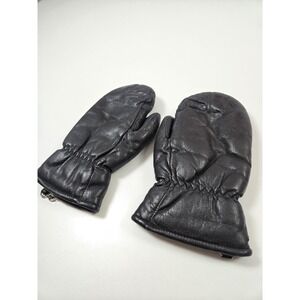 Weiss Mittens Mens Medium Black Leather Fleece Lined Winter Gloves Warm